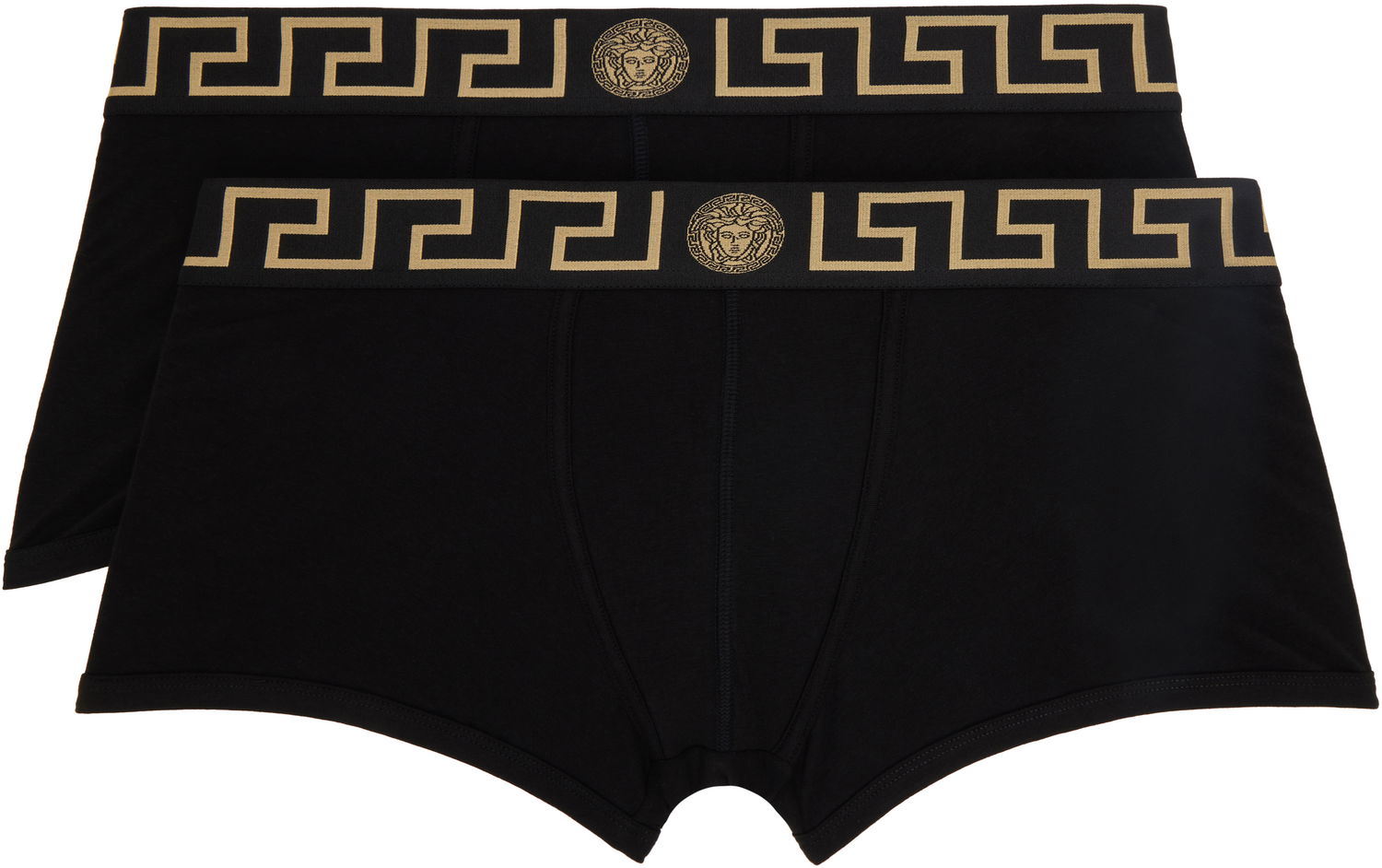 Boxare Versace Versace Two-Pack Greca Border Boxer Briefs Svart | AU10181_1A10011, 0