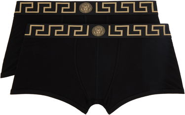 Boxare Versace Versace Two-Pack Greca Border Boxer Briefs Svart | AU10181_1A10011, 0