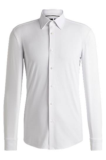 Skjorta BOSS Slim Fit Performance-Stretch Jersey Shirt Vit | 50533400