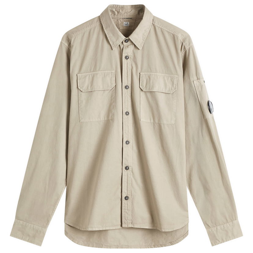 Skjorta C.P. Company C.P. Company Gabardine Lens Button Overshirt Beige | 18CMSH140A-110143G-327