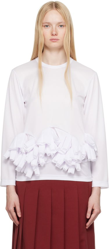 T-shirt Comme des Garçons Comme des Garçons Ruffle Detail Long Sleeve T-Shirt Vit | RO-T002-S25, 0