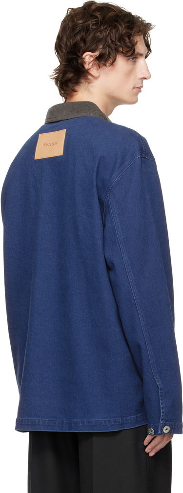 Polotröja JW Anderson Denim Polo with Patch Pockets and Corduroy Collar Blå | DS0014-PG1835, 2