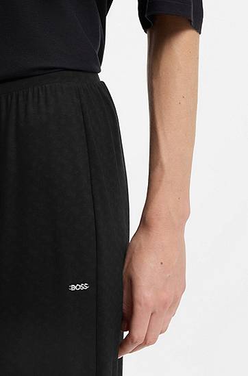 Pyjamas BOSS Monogram-print pyjama bottoms with logo plate Svart | 50550711, 1