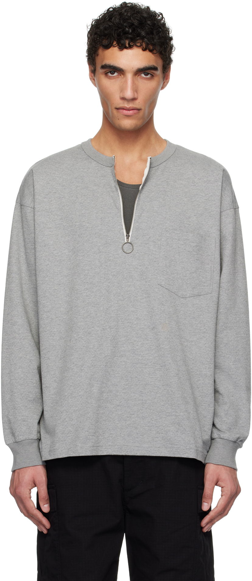 Sweatshirt NANAMICA nanamica Half Zip Long Sleeve T-Shirt Grå | S25SH013U