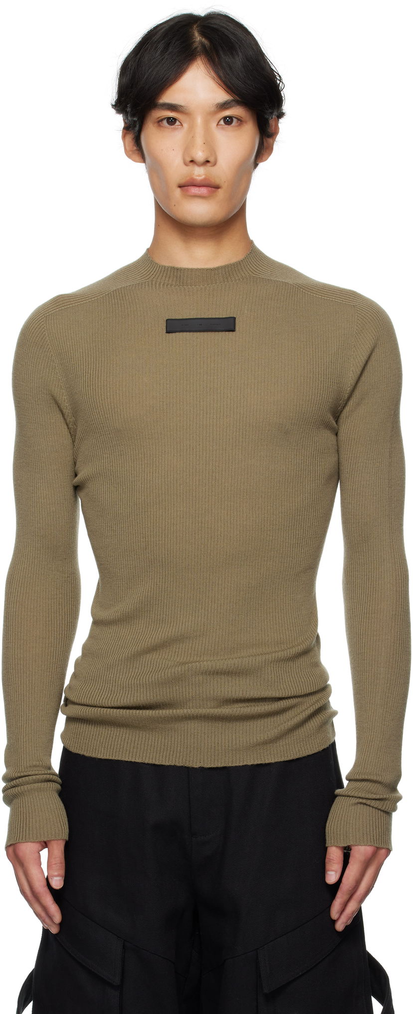 Sweater HELIOT EMIL HELIOT EMIL Isotropy Knit Long Sleeve Sweater Grön | PREAW25_M_07_077_DST19