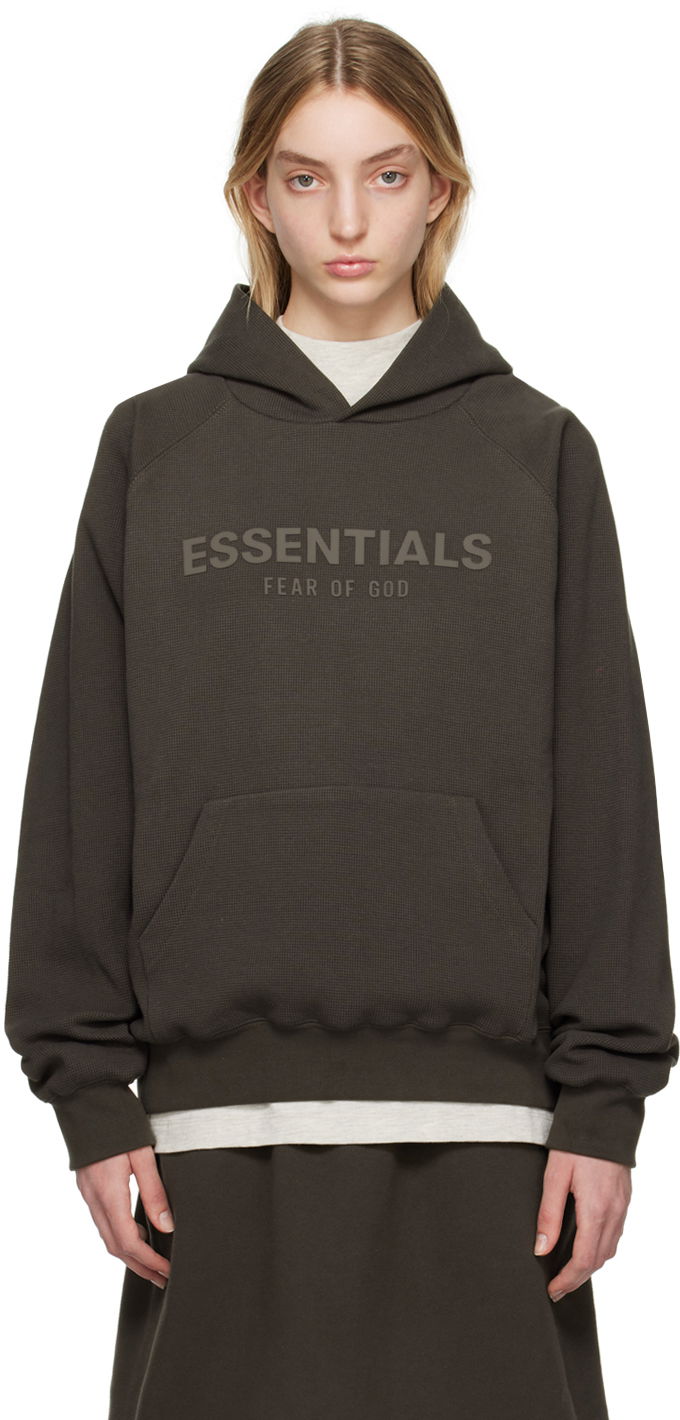Sweatshirt Fear of God Fear of God ESSENTIALS Raglan Waffle Knit Hoodie Brun | 192BT224020F
