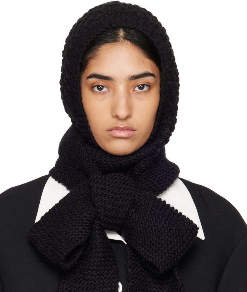 Halsduk SHUSHU/TONG SHUSHU/TONG Knit Bowknot Hooded Scarf Svart | MWDCAC05 ACR001