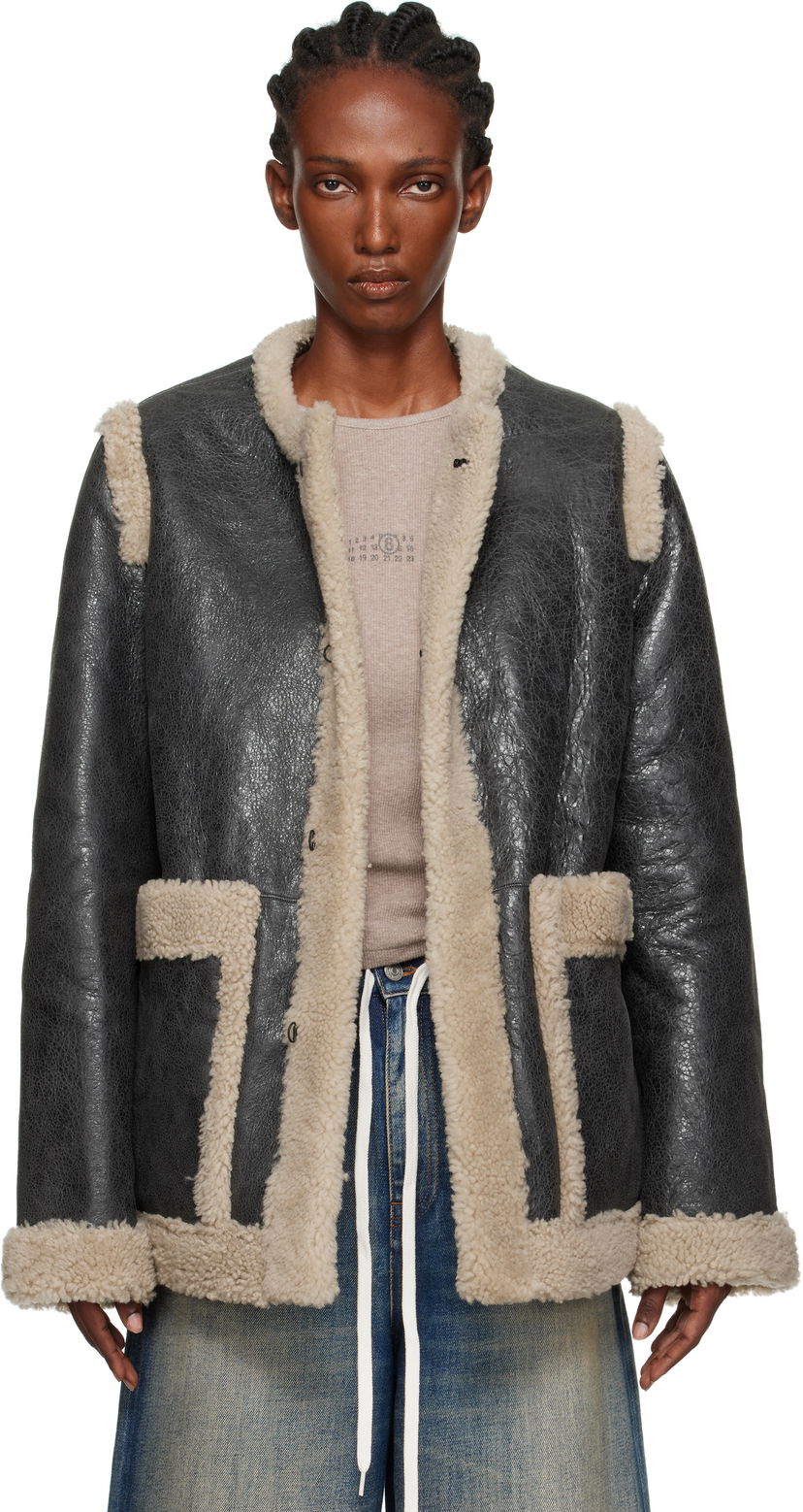 Jacka Maison Margiela MM6 Maison Margiela Sports Shearling Jacket Svart | S52AM0330 M07010