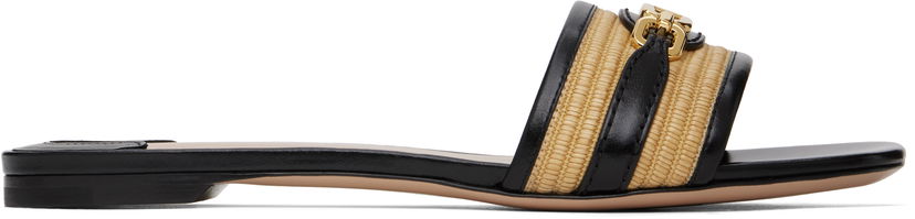 Tillbehör Tom Ford TOM FORD Raffia Calfskin Slide Sandals Svart | W3523-TRA004G