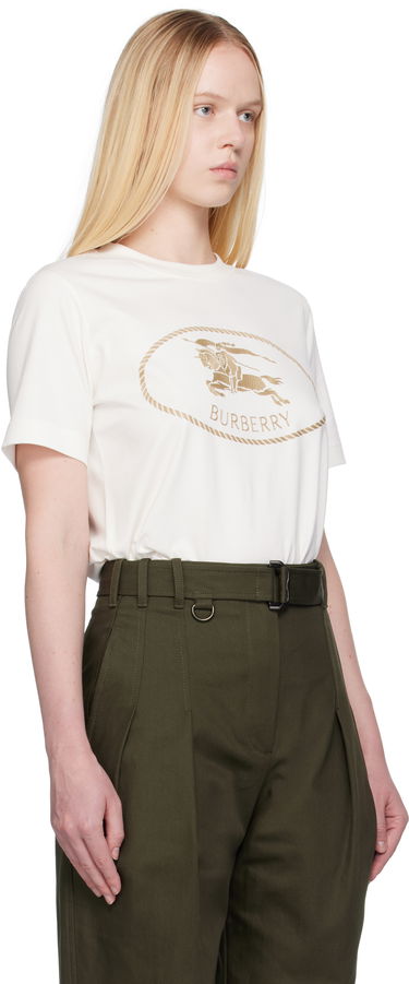 T-shirt Burberry Burberry Knight Stamp Cotton T-Shirt Vit | 8109817, 1