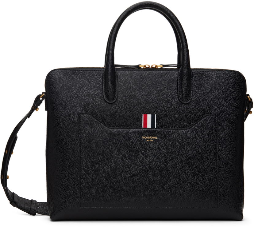 Handväska Thom Browne Thom Browne Pebble Grain Briefcase Svart | MAG444A-00198