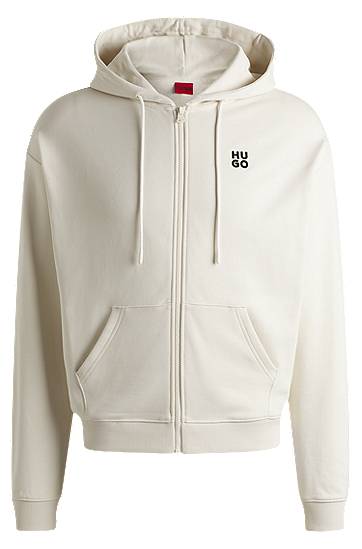 Sweatshirt BOSS HUGO Zip-Up Hoodie with Stacked Logo Vit | 50535240