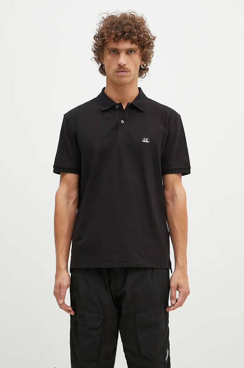 Polotröja C.P. Company Stretch Piquet Logo Polo Shirt Svart | 17CMPL065A005263W