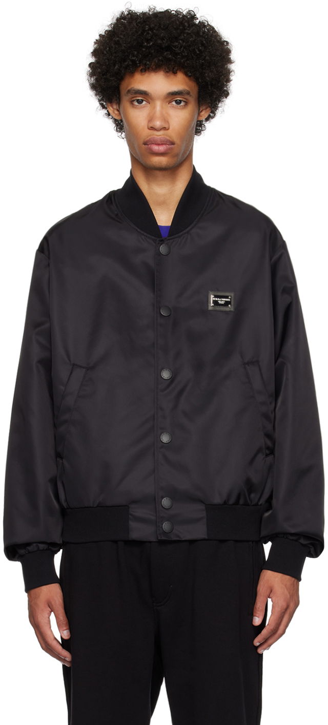 Bomberjacka Dolce & Gabbana Black Plaque Bomber Jacket Svart | G9ZO1TG7F2K