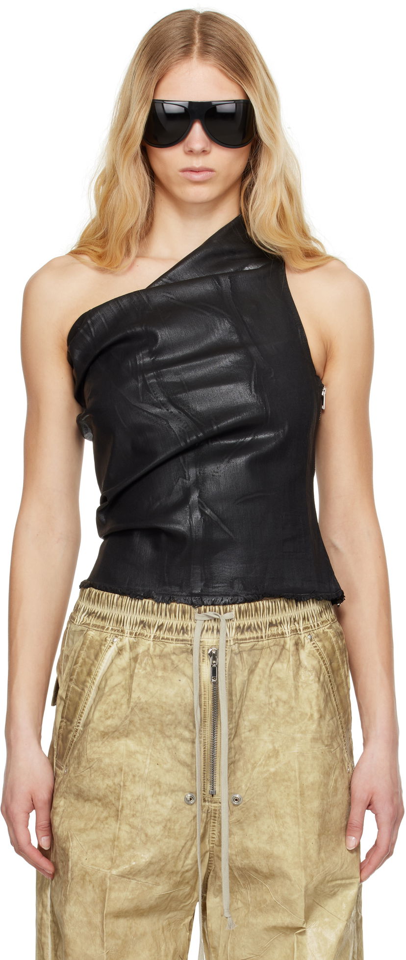 Linne Rick Owens Rick Owens DRKSHDW Hollywood Athena Cropped Denim Top Svart | DS01E3131 SCF