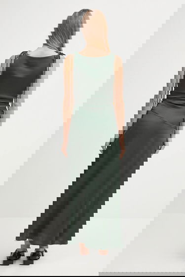 Klä GANNI GANNI Stretch Satin Gathered Maxi Dress Grön | W0739, 2