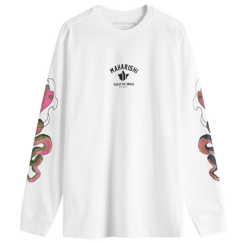 T-shirt Maharishi Maharishi Year Of The Snake Duality Long Sleeve T-Shirt, Size M Vit | 1452-WHT