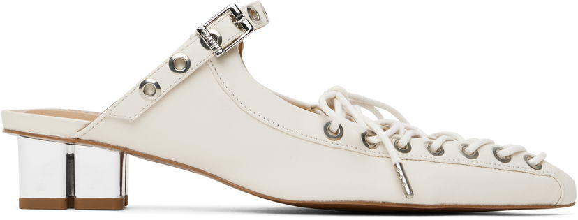 Sneakers och skor GANNI GANNI Lace-Up Mules Vit | S2966