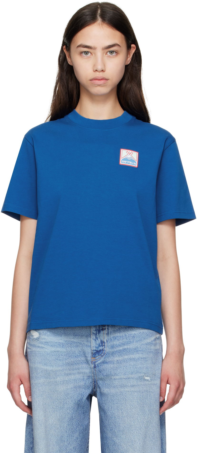 T-shirt Casablanca Casablanca Mount Fuji Rubber Patch T-Shirt Blå | WPF25-JTS-046-04
