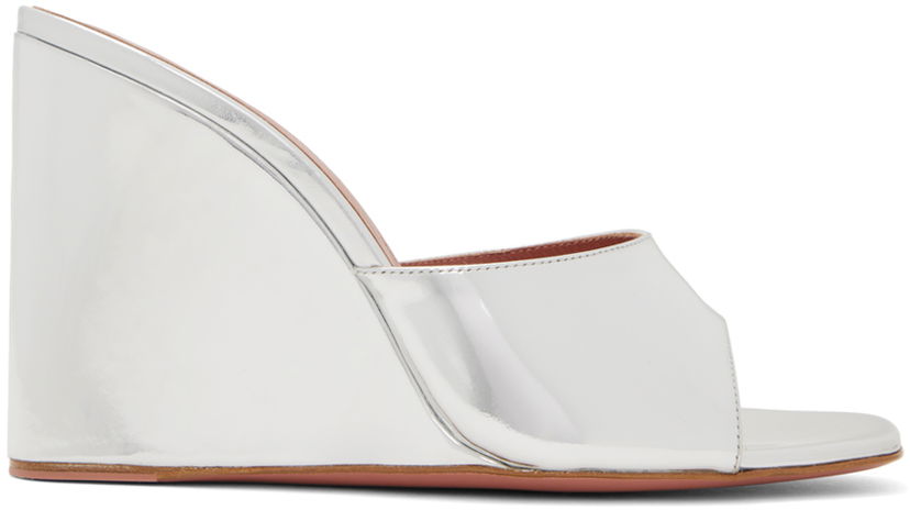 Tillbehör Amina Muaddi Amina Muaddi Lupita Wedge Heeled Sandals Metallisk | LUPITA WEDGE WEDGE MIRROR
