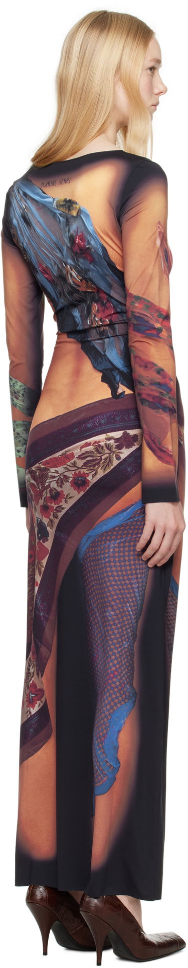 Klä Marine Serre Marine Serre Recycled Draped Statue Jersey Maxi Dress Svart | WDR297A CJER0076, 2