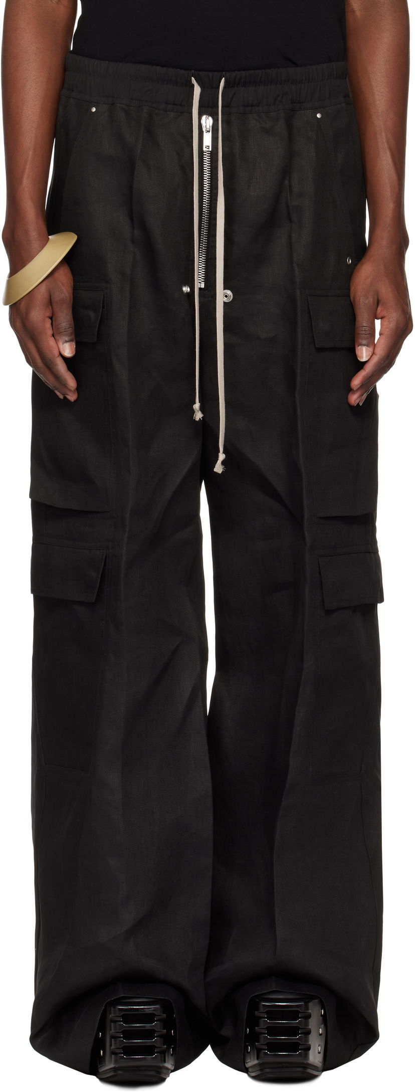 Cargo byxor Rick Owens Rick Owens Hollywood Cargobela Cargo Pants Svart | RU01E5339 TWL