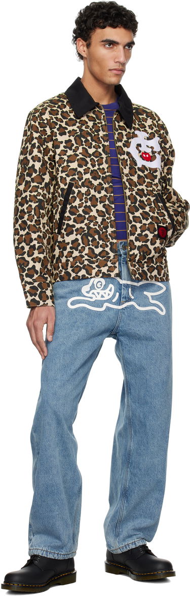 Jacka BBC IceCream ICECREAM Work Jacket with Leopard Print and Graphic Appliqué Beige | IC25174, 3
