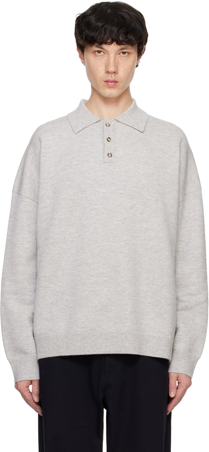Polotröja Nanushka Knit Polo Shirt Grå | NU24FWSW01493