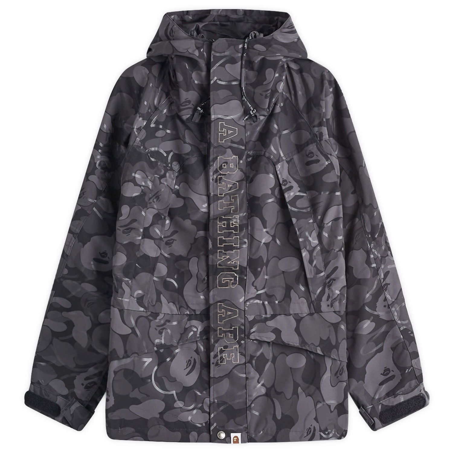 Vindjacka BAPE A Bathing Ape Laminated Camo Snowboard Jacket, Size Large Grå | 001LJK801001M-BLK, 1