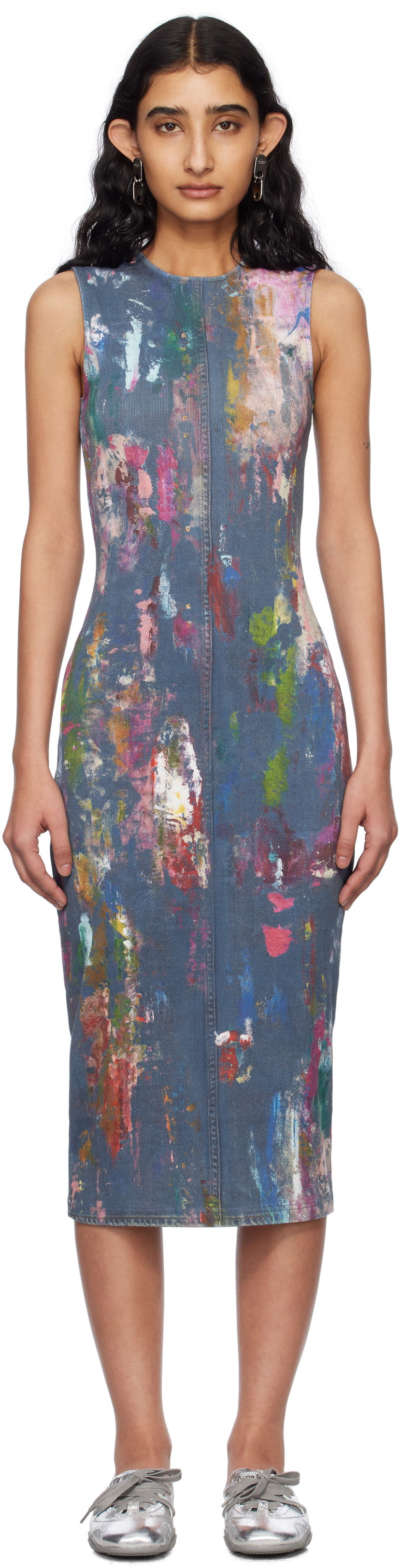 Klä Acne Studios Acne Studios Paint Splatter Midi Dress Blå | A20788-