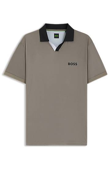 Polotröja BOSS Active slim-fit ripstop polo shirt with colour-blocking Grå | 50543348