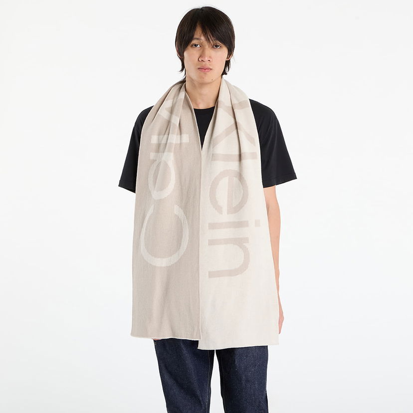 Halsduk CALVIN KLEIN Calvin Klein Bold Logo 2-Tone Wool Scarf Beige | LV04D8030G 67U