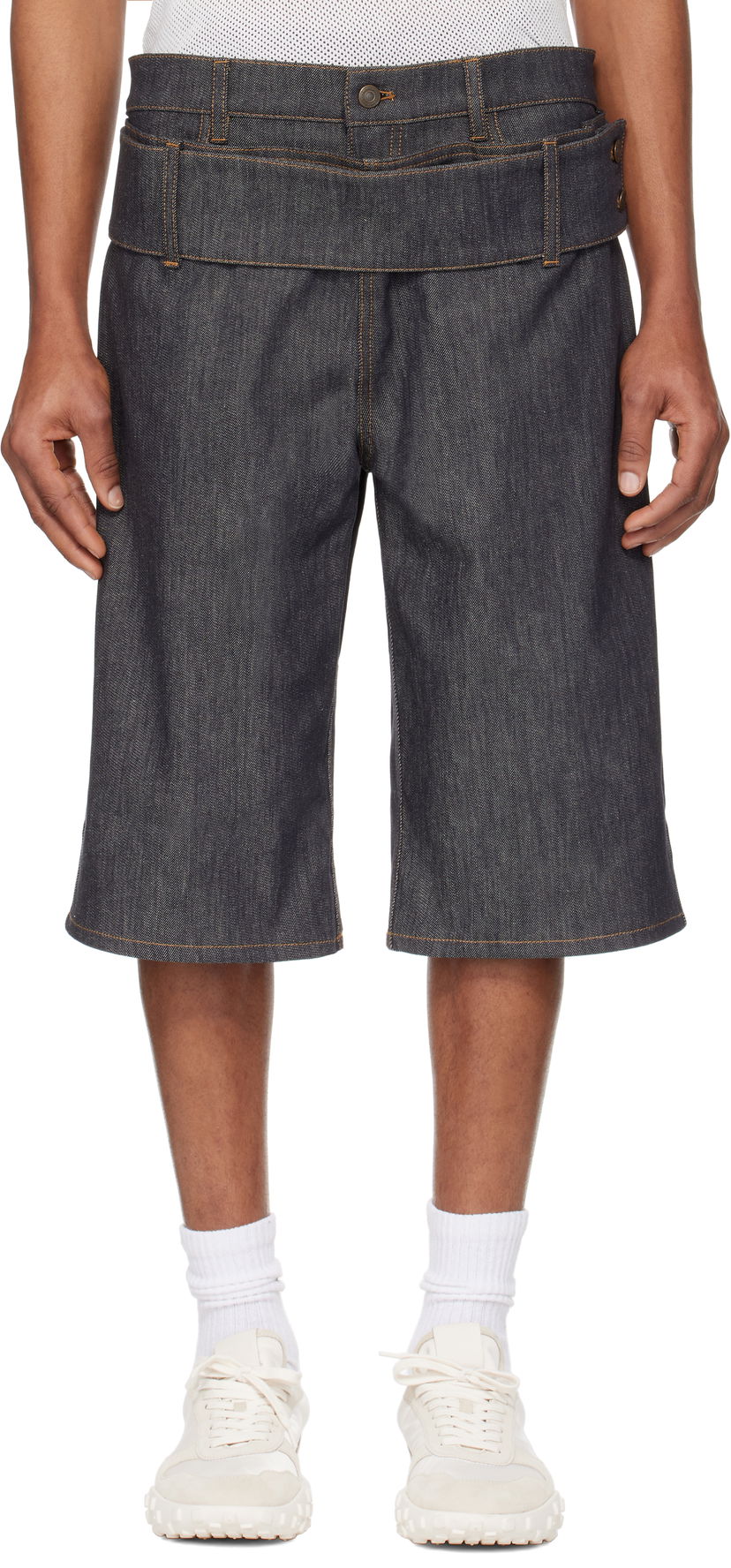 Shorts Courrèges Courrèges Double Belted Denim Shorts Blå | 125DSH050DE0035