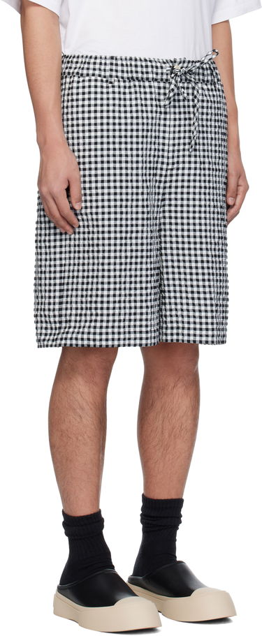 Shorts Marni Marni Gingham Seersucker Drawstring Shorts Svart | PUMU0291A0 UTN929, 1