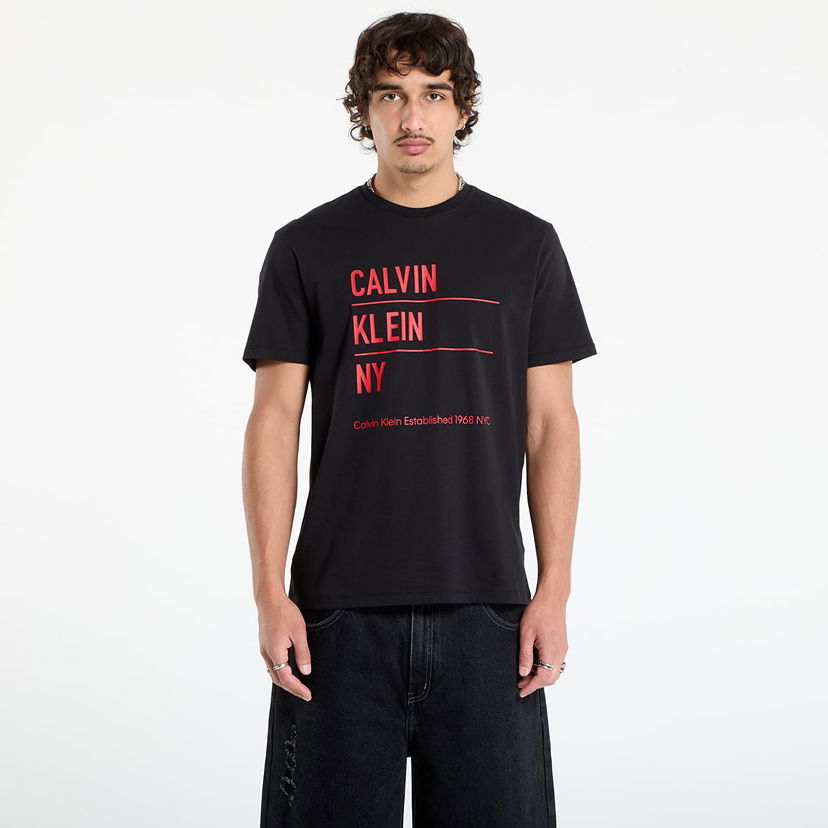 T-shirt CALVIN KLEIN Calvin Klein Jeans Men's SS Graphic Tee Svart | LV04RD818G UB1