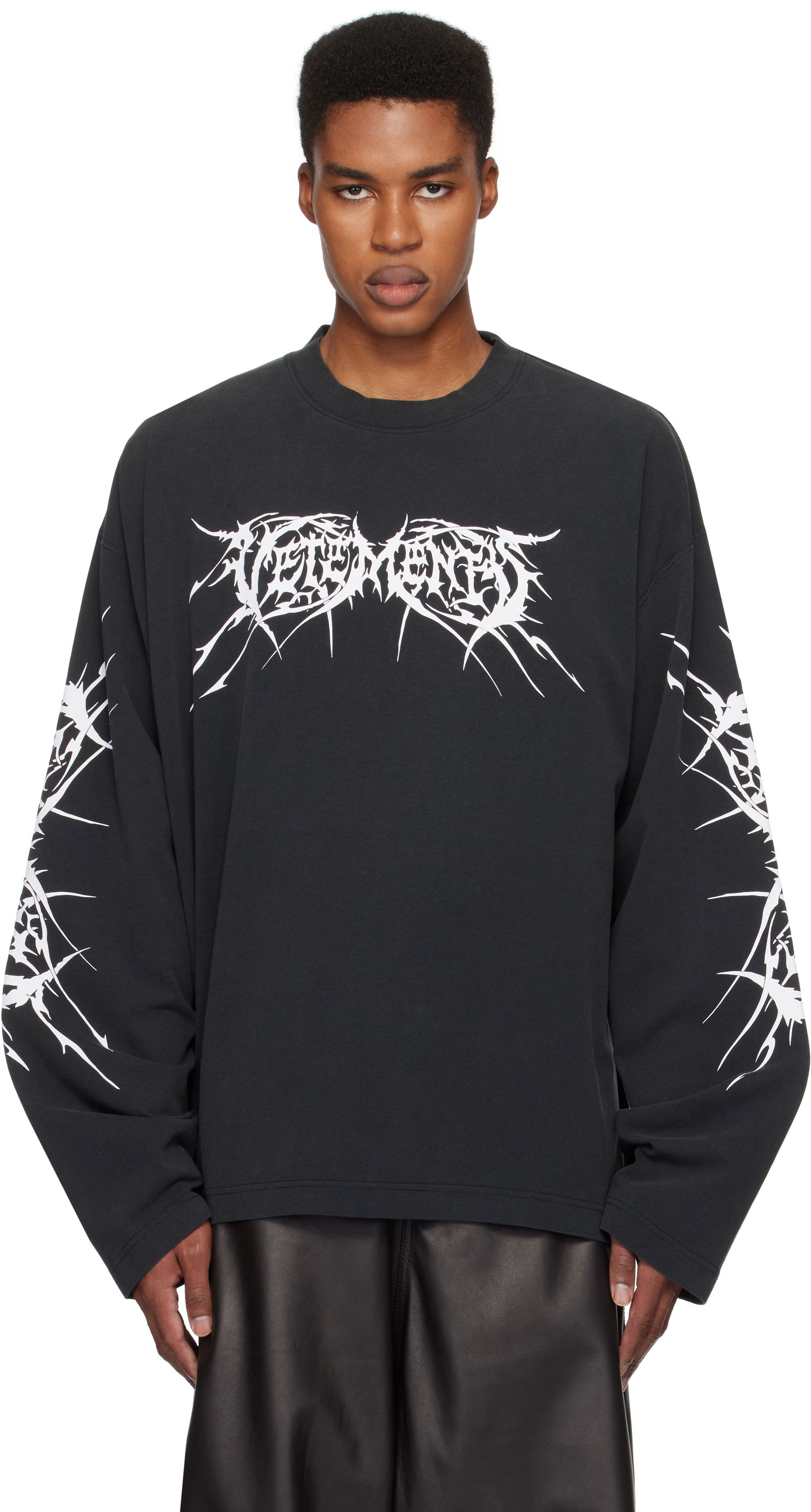 T-shirt VETEMENTS Metal Long Sleeve T-Shirt Svart | UA66LS610BW, 0