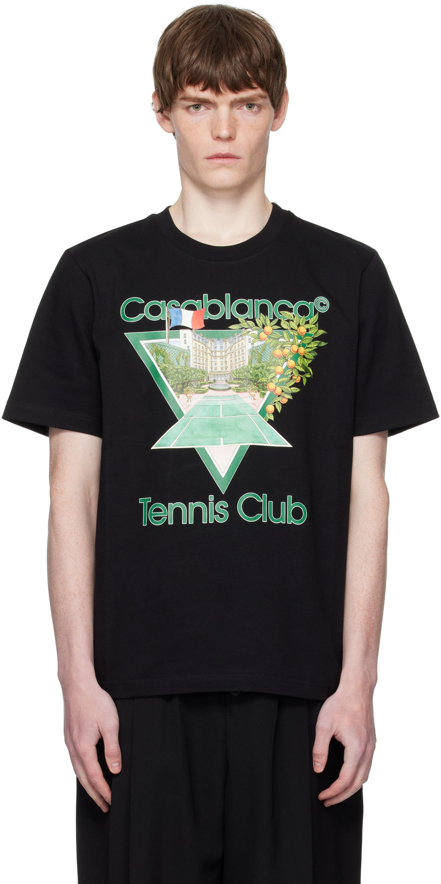 T-shirt Casablanca Casablanca 'Tennis Club' Icon Short-Sleeve T-Shirt Svart | MPF25-JTS-001-21-EX-FLANNELS, 0