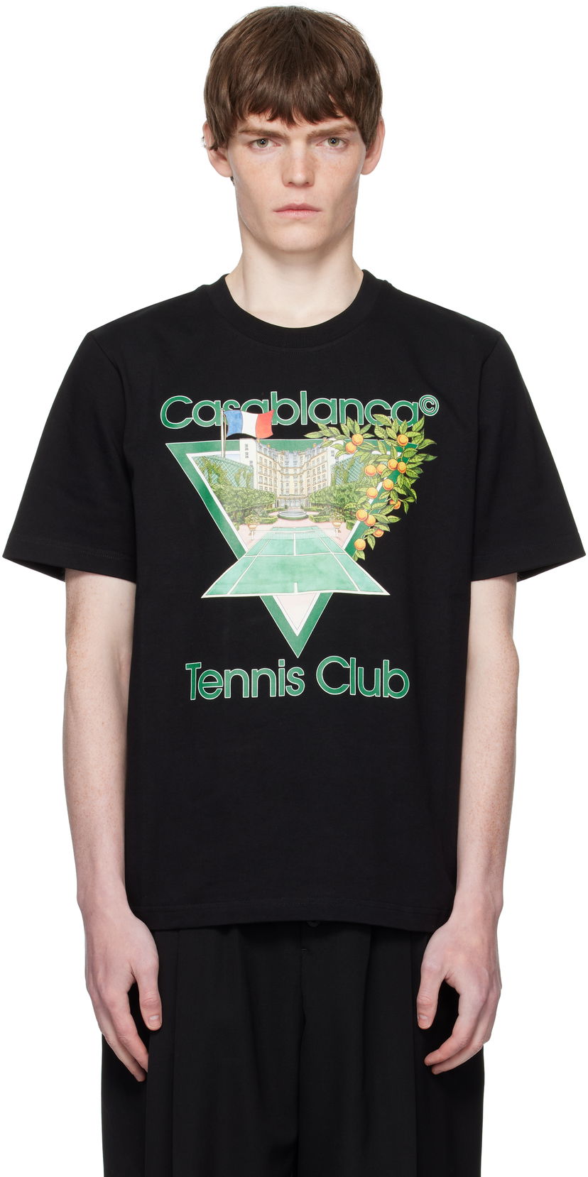 T-shirt Casablanca Casablanca 'Tennis Club' Icon Short-Sleeve T-Shirt Svart | MPF25-JTS-001-21-EX-FLANNELS