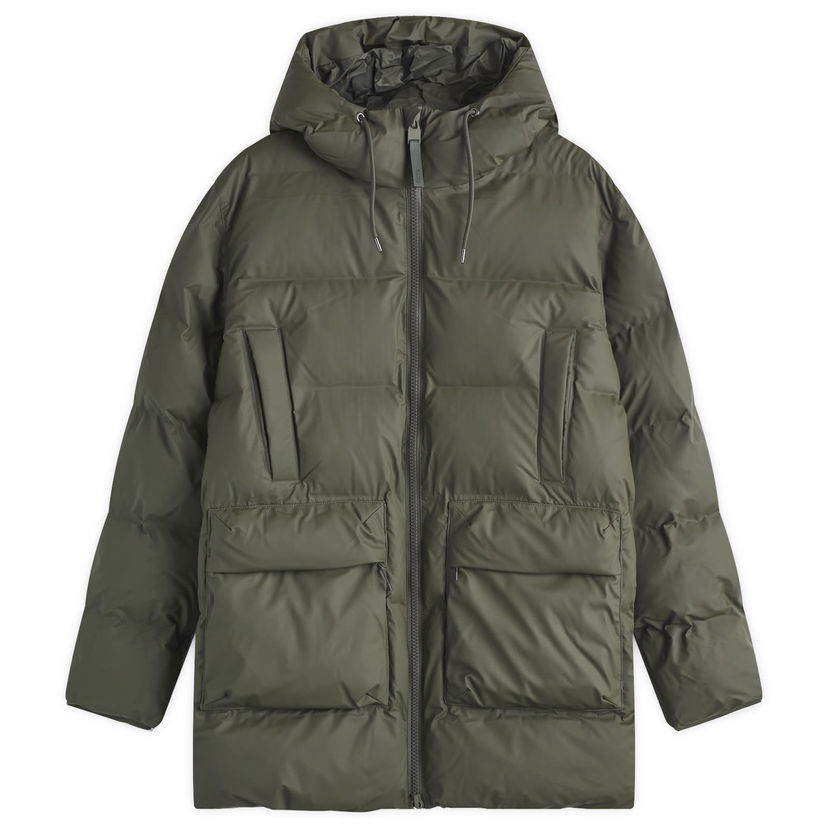 Pufferjacka Rains Rains Alta Long Puffer Cargo Jacket, Size Medium Grön | 15210-03