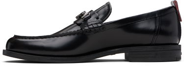 Kläder och accessoarer BOSS Stacked-Logo Bit Leather Loafers Svart | 50548574, 3