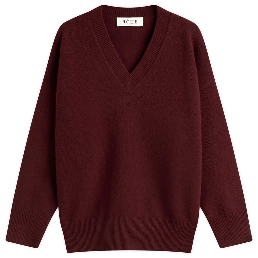 Sweater Róhe Women's V-Neck Knitted Jumper, 32 Bourgogne | 417-23-317