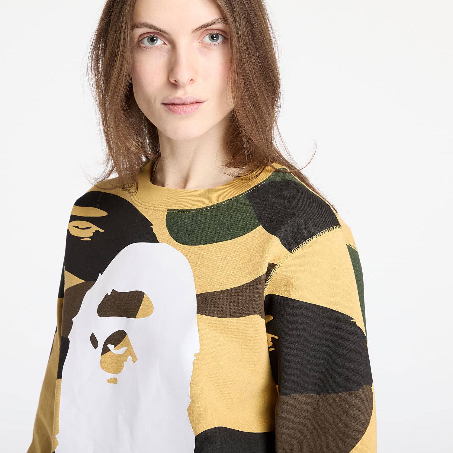 Sweater BAPE A BATHING APE Giant 1St Camo Crewneck Sweatshirt Gul | 001SWL301011MYEL, 1