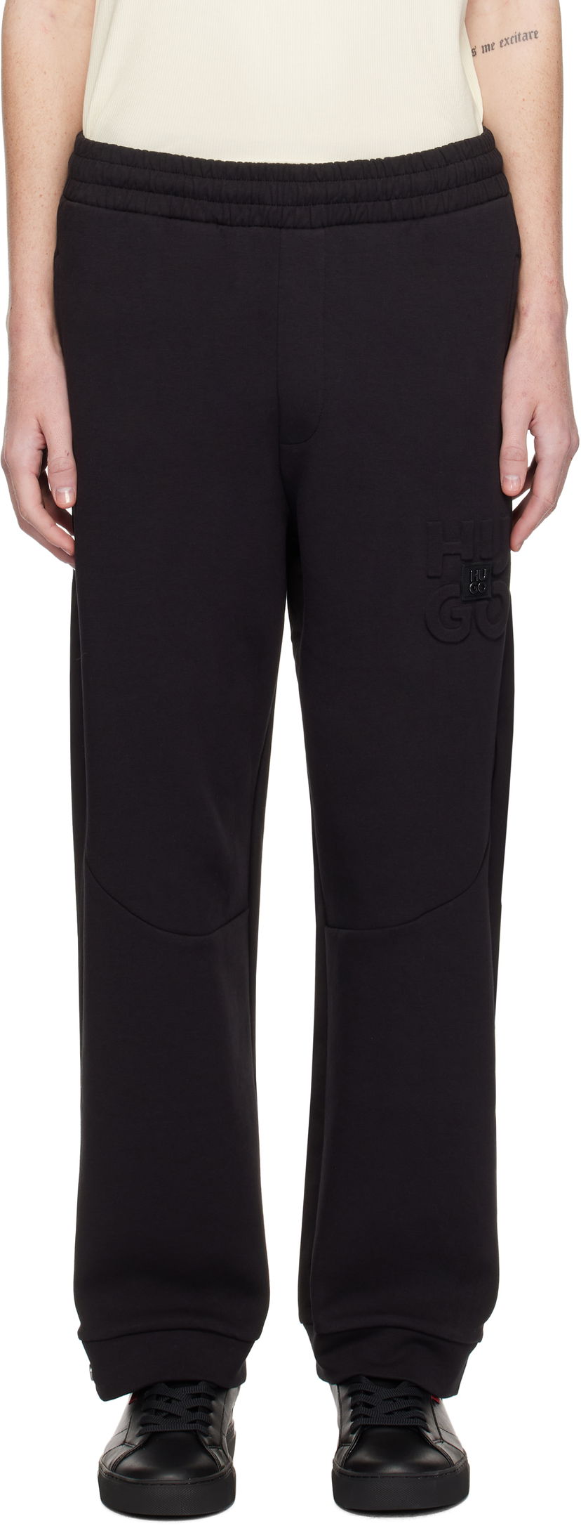 Träningsbyxor BOSS Stacked Logo Sweatpants Svart | 50530193