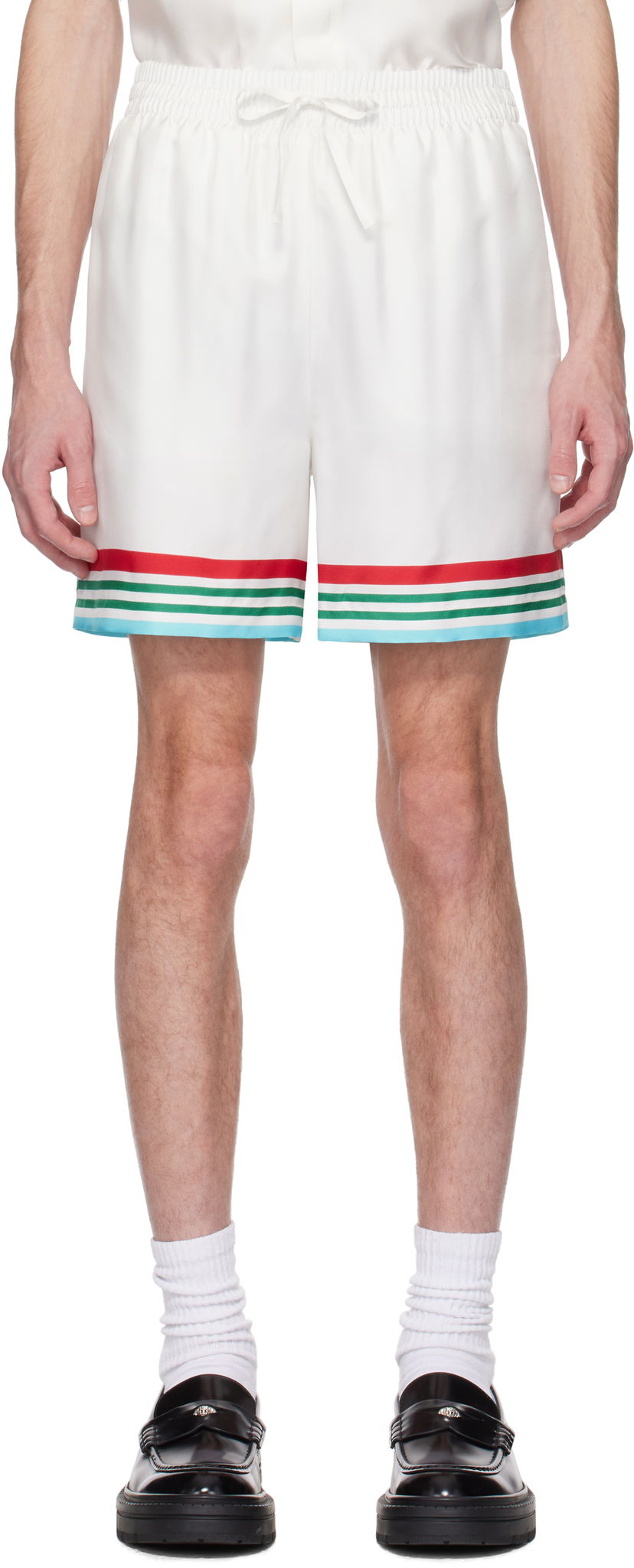 Shorts Casablanca Casablanca 'Casa Way' World Series Silk Shorts Vit | MS25-TR-012-04