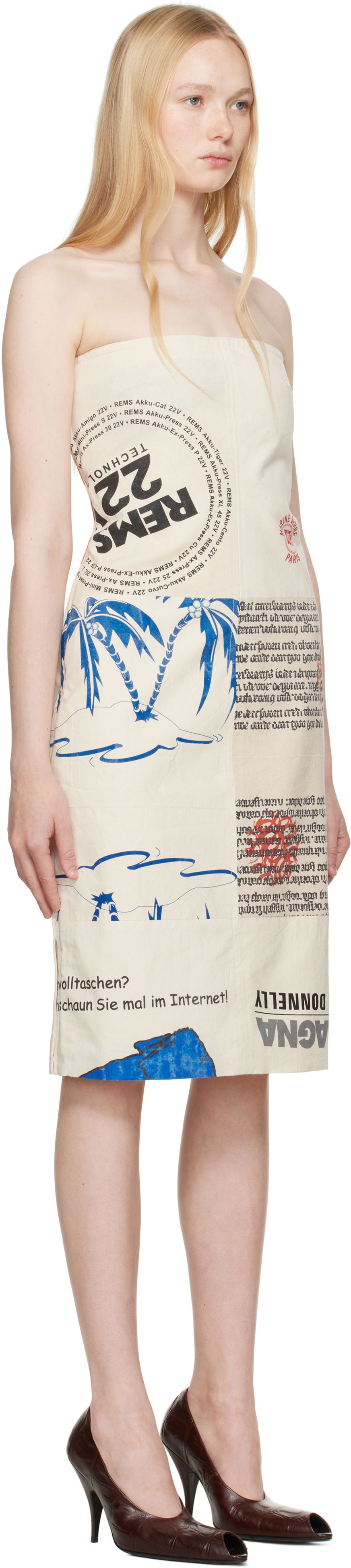Klä Marine Serre Marine Serre Regenerated Tote Bags Bustier Midi Dress Beige | WDR358A UWOV0009, 1