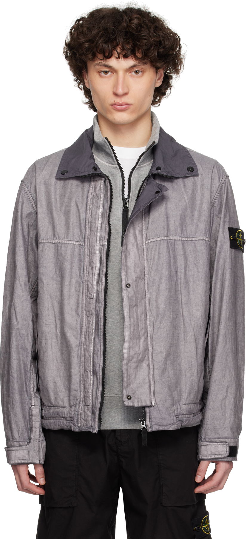 Vindjacka Stone Island Stone Island Raw Linen Plated Jacket Grå | K1S15 4100039 S0030