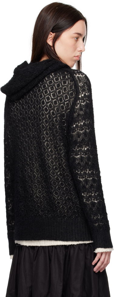 Sweater Comme des Garçons Comme Des Garçons Wool Lace Pattern Intarsia Hoodie Svart | TN-N024-051, 2
