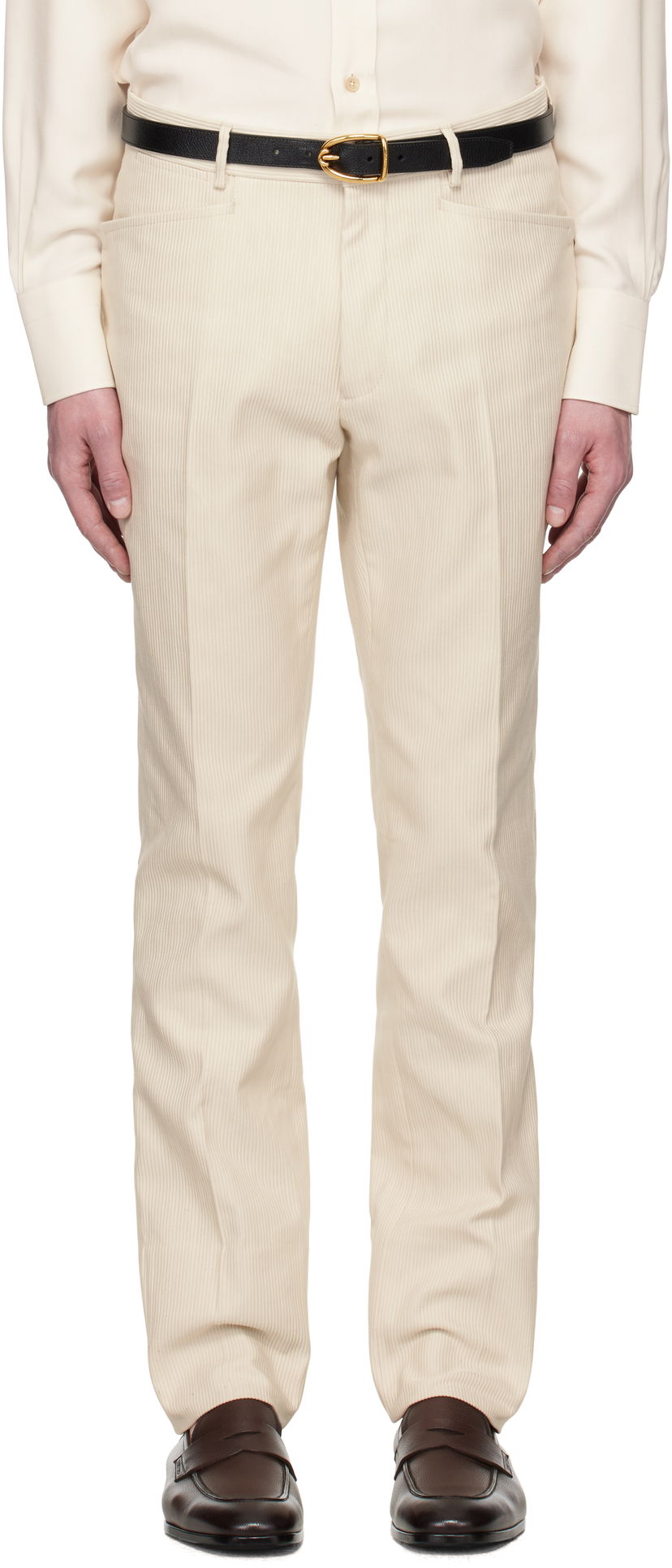 Byxor Tom Ford TOM FORD Summer Cord Dyllan Trousers Beige | PLPW01-CGS70