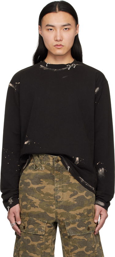 Sweatshirt We11done We11done Pierced Long Sleeve T-Shirt Svart | WD-TT0-25-771-U-BK, 0