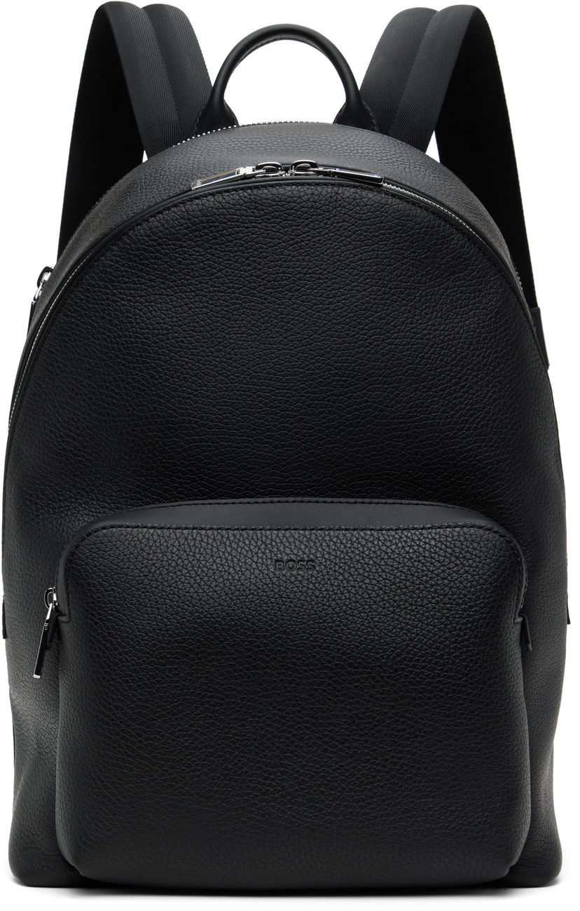 Ryggsäck BOSS BOSS Smart Sleeve Grained Leather Backpack Svart | 50536142
